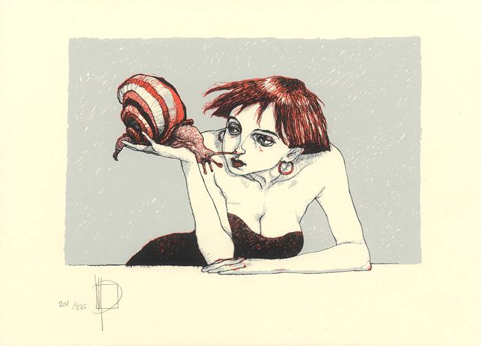 «Woman with snail» / silk screen print